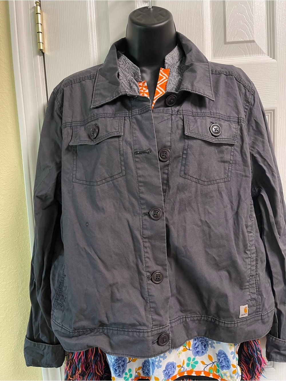 Carhartt Gray Button-Front Utility Jacket